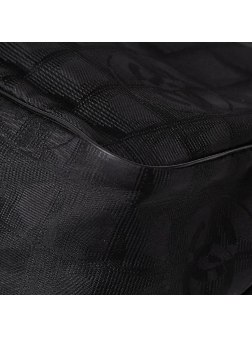 Chanel New Travel Line Messenger Bag Nylon Jacquard Leather Gold